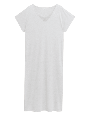 

Womens M&S Collection Cool Comfort™ Cotton Modal Long Nightdress - Grey, Grey