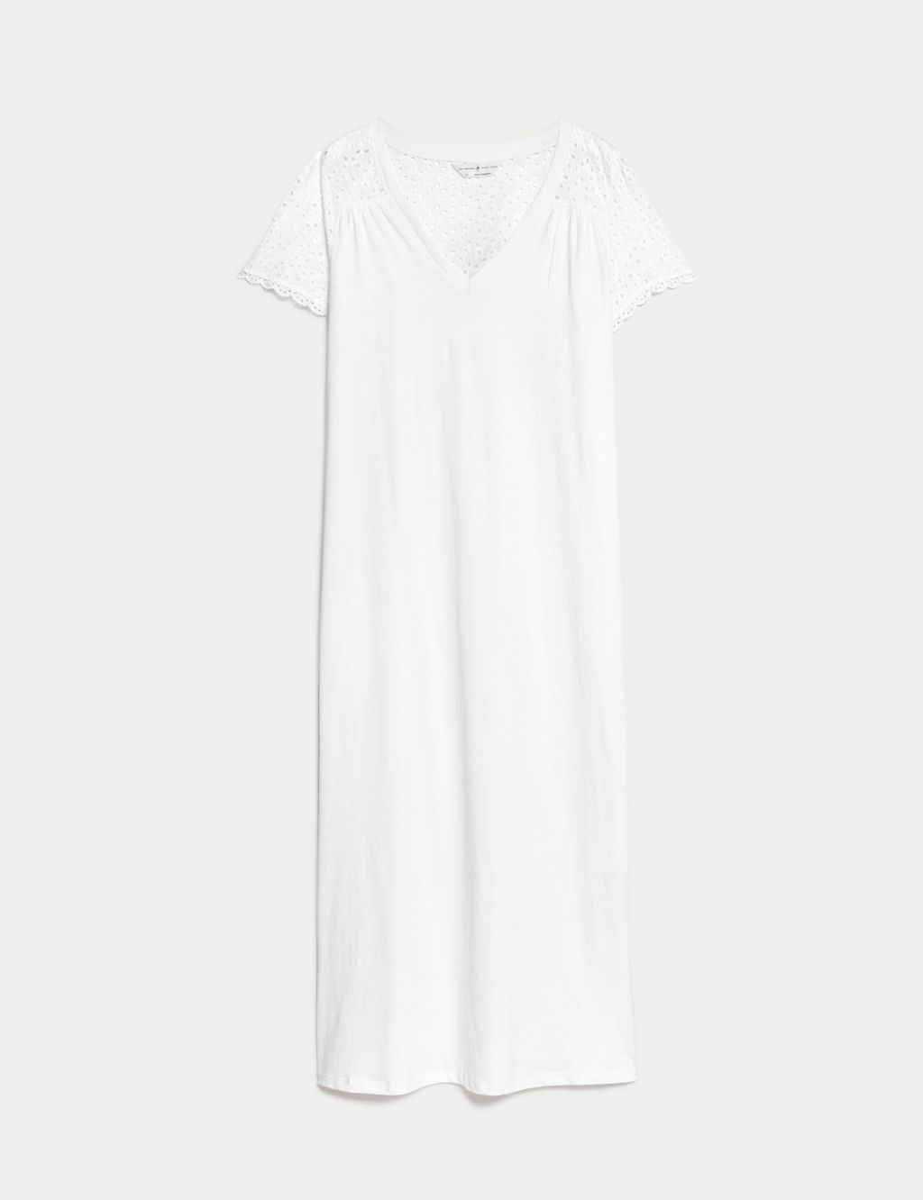 Pure Cotton Broderie Trim Long Nightdress image 2