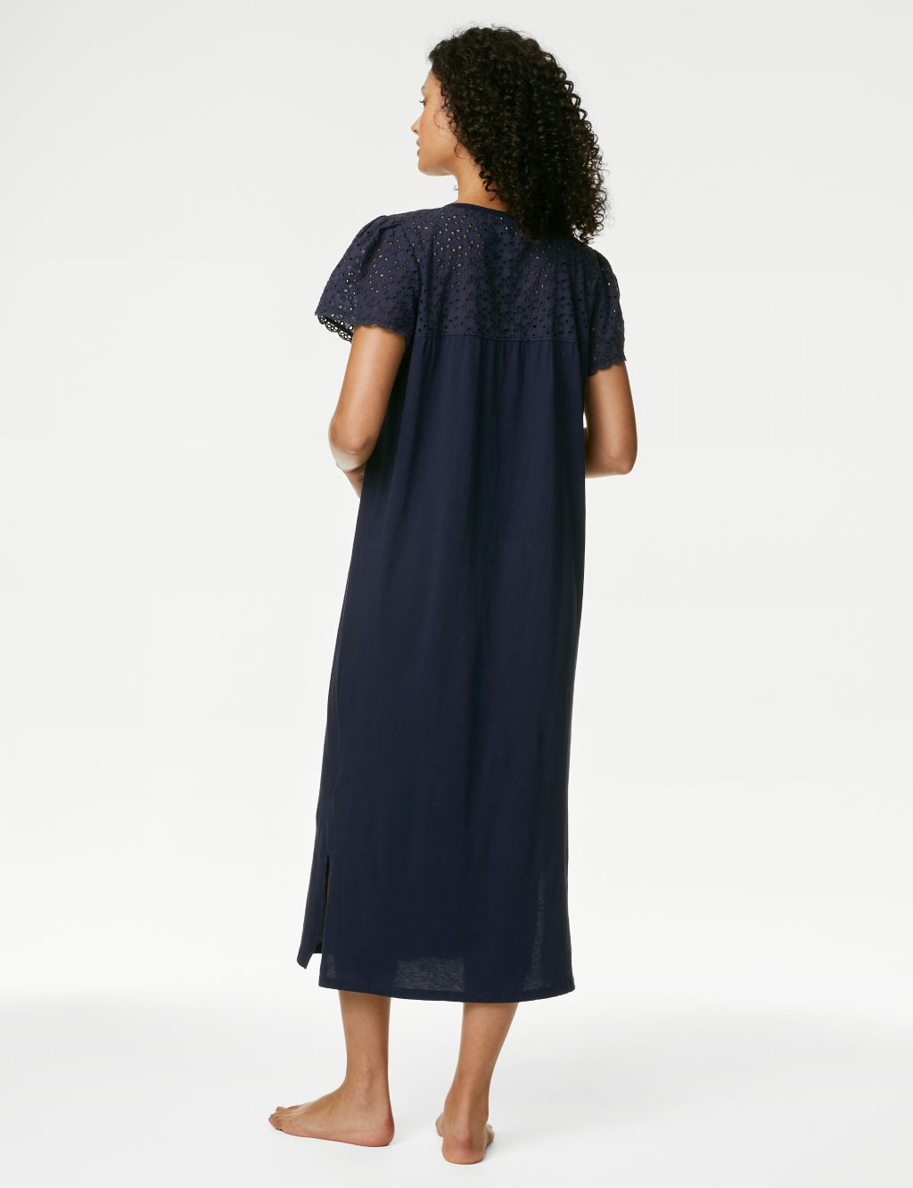Pure Cotton Broderie Trim Long Nightdress image 4