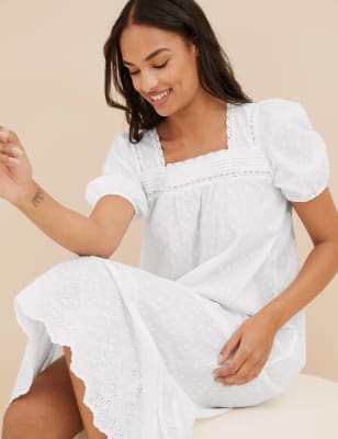 Chemise de nuit 2024 coton broderie anglaise