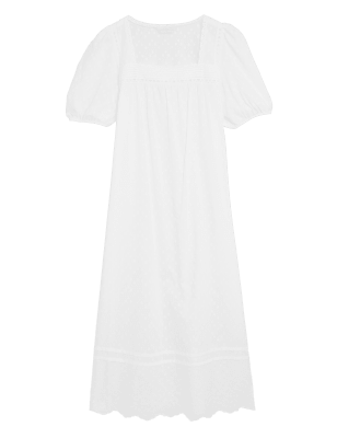 

Womens M&S Collection Pure Cotton Dobby Nightdress - White, White