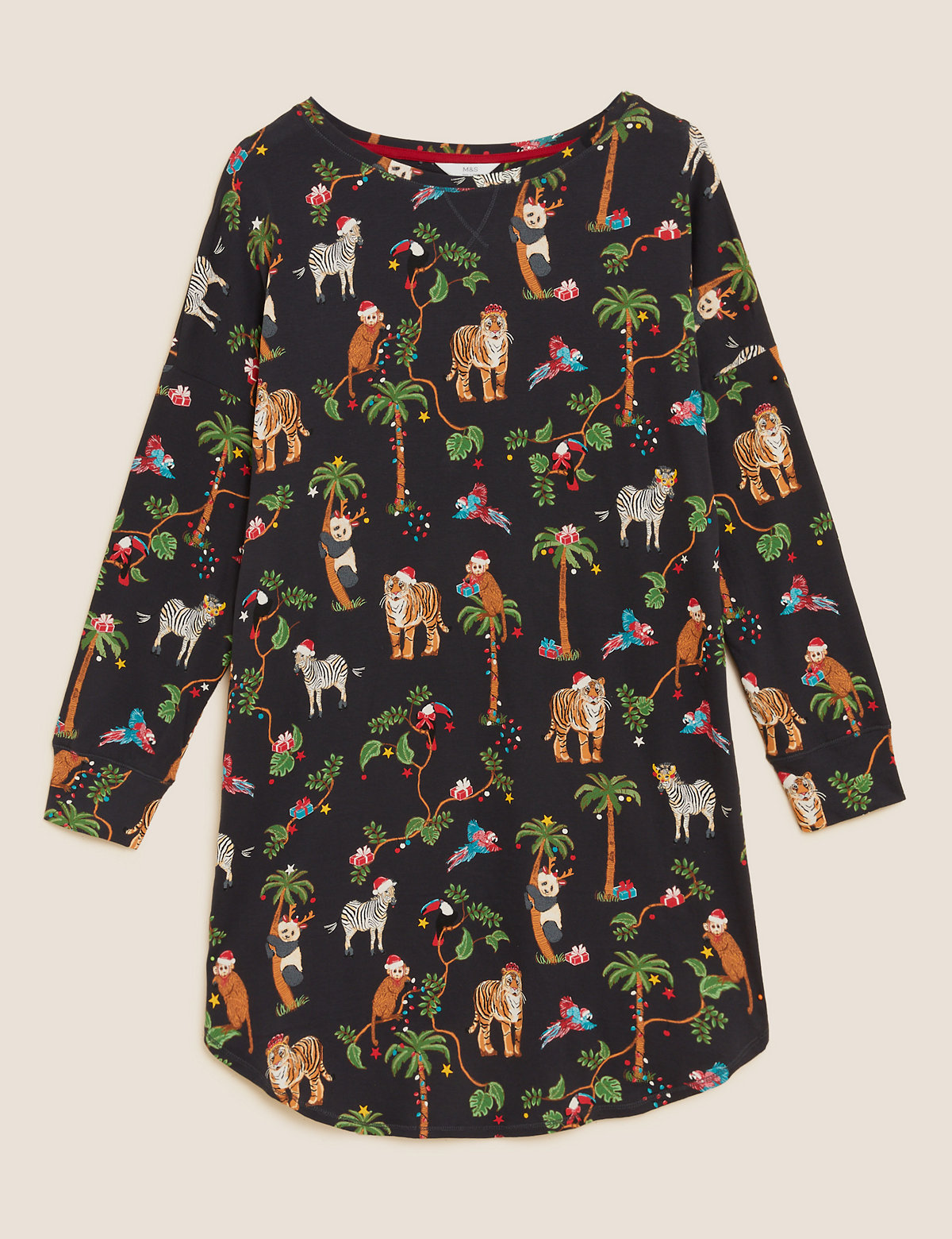 Women's Animal Print Family Christmas Short Nightdress