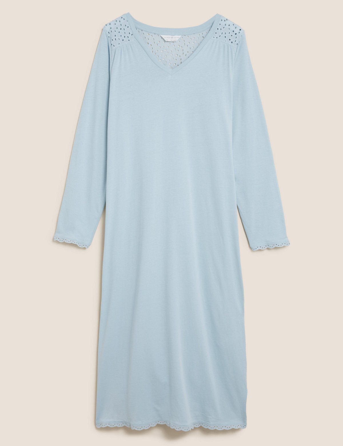Pure Cotton Broderie Long Nightdress