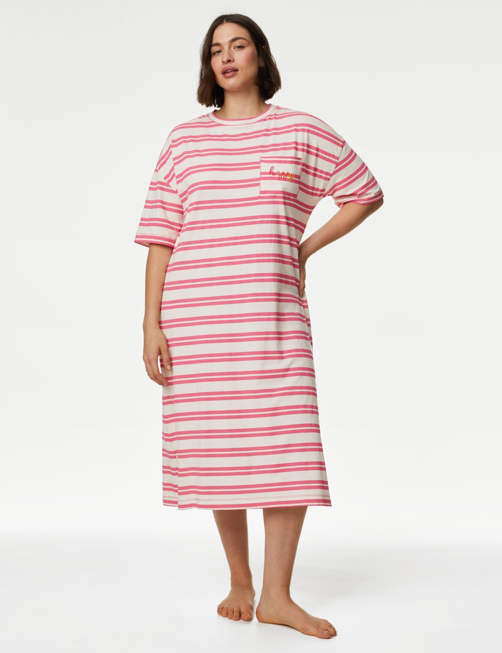 Pure Cotton Striped Long Nightdress image 1