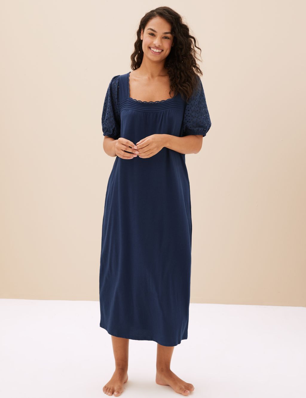 Pure Cotton Broderie Long Nightdress image 2