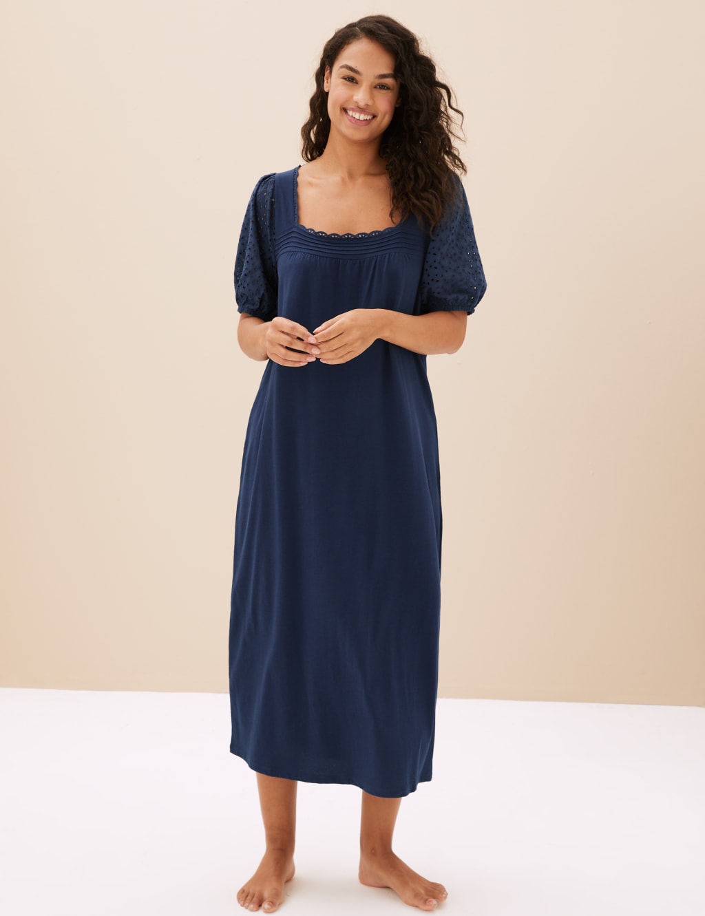 Pure Cotton Broderie Long Nightdress image 2