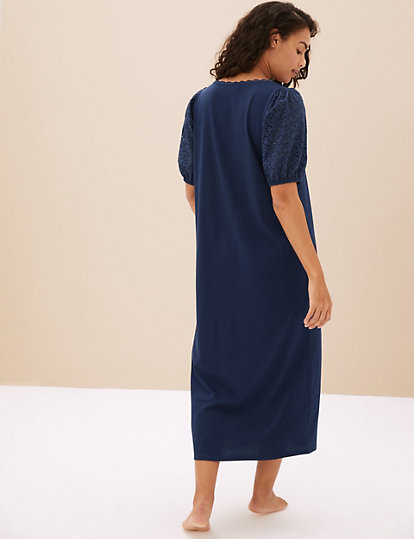 Pure Cotton Broderie Long Nightdress