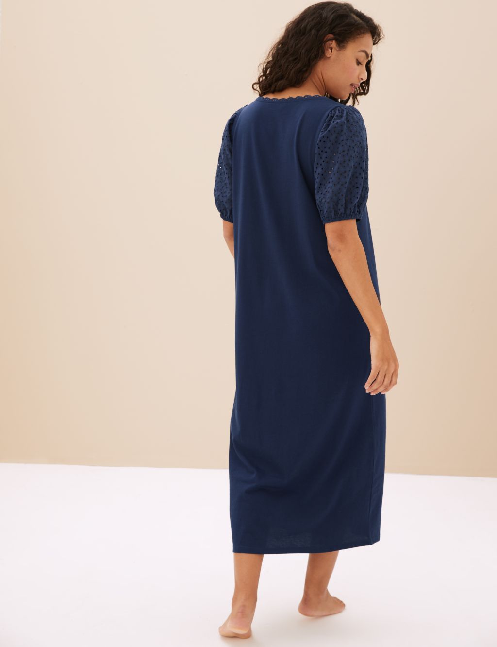 Pure Cotton Broderie Long Nightdress image 4