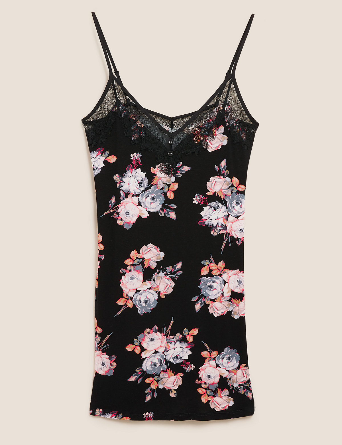 Jersey Floral Chemise with Lace
