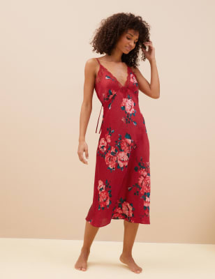 

ROSIE Camisón estampado de satén con diseño floralWomens - Dark Red Mix, Dark Red Mix