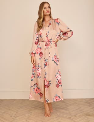 

Womens ROSIE Floral Satin Long Nightdress - Pink Mix, Pink Mix