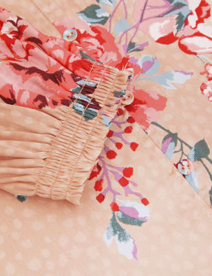 M&S Rosie Womens Floral Satin Long Nightdress - 6 - Pink Mix, Pink Mix