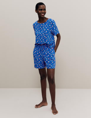 

Womens M&S X GHOST Floral Print Pyjama Shorts - Blue Mix, Blue Mix