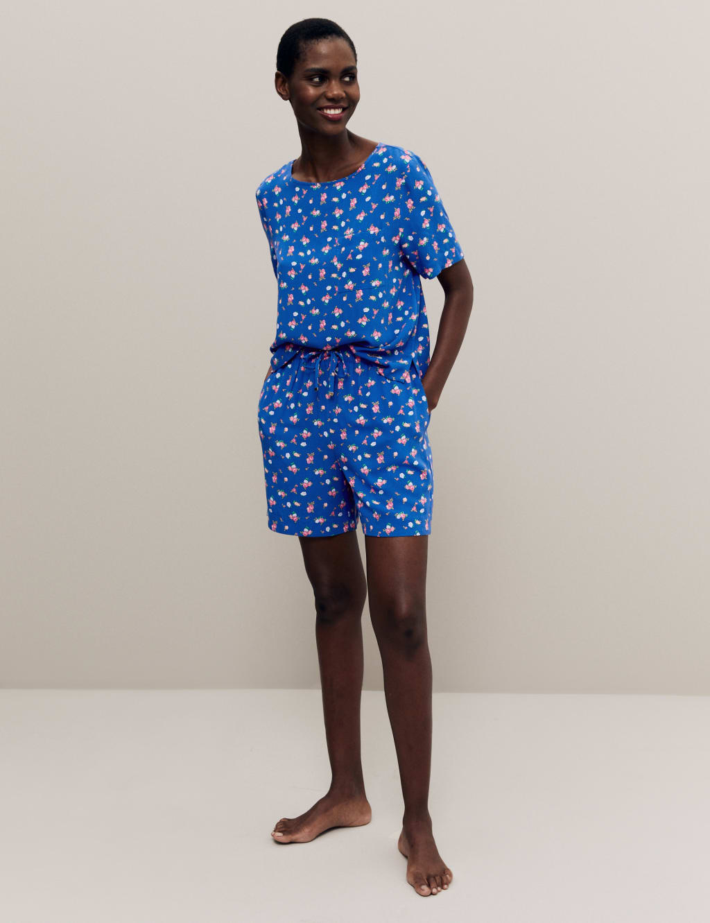 Floral Print Pyjama Shorts image 1