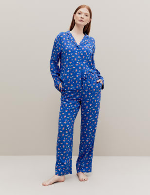 

Womens M&S X GHOST Schlafanzughose mit Blumenmuster - Blue Mix, Blue Mix