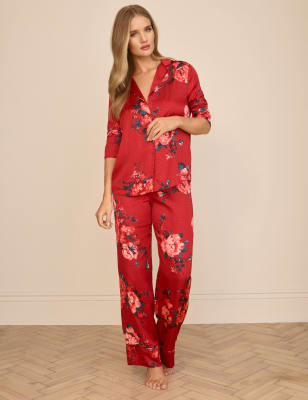 

Womens ROSIE Satin Floral Pyjama Set - Red Mix, Red Mix