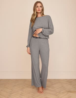 

Womens ROSIE Rosie Rib and Lace Pyjama - Charcoal, Charcoal