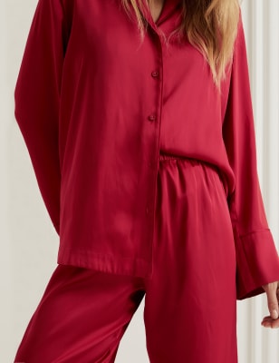 Red satin pajama online set