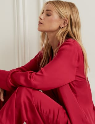 Red satin short online pyjamas