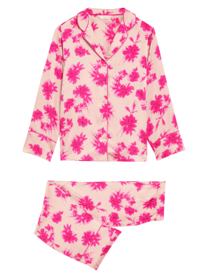

Womens Rosie Laylani Satin Floral Pyjama Set - Dark Pink, Dark Pink