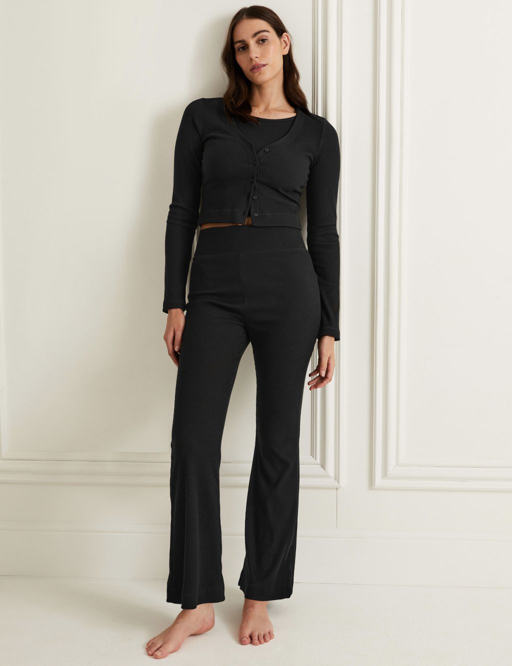 Ribbed Kick Flare Lounge Trousers image 1