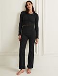 Ribbed Kick Flare Lounge Trousers