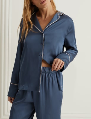 Navy best sale silk pyjamas