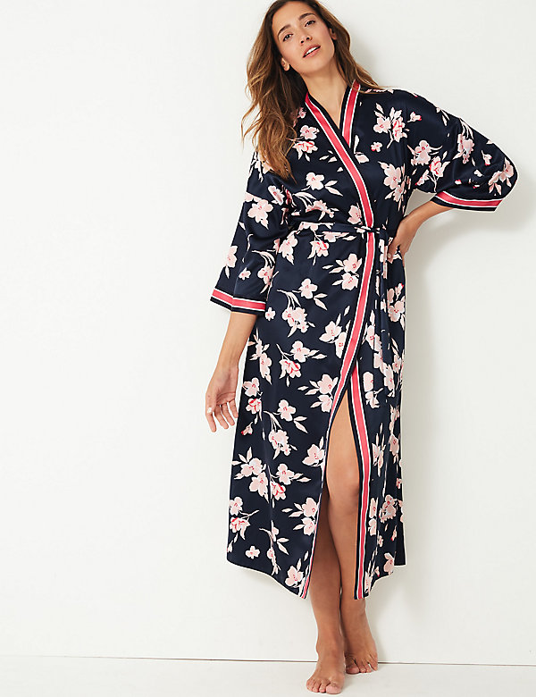 Satin Floral Dressing Gown - BN