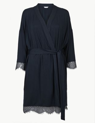 Lace Trim Short Dressing Gown | M&S Collection | M&S