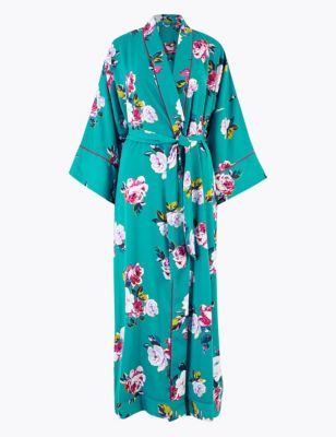Satin Floral Print Long Dressing Gown | M&S Collection | M&S