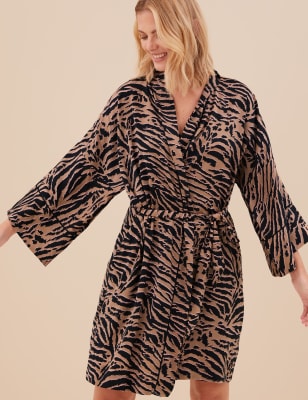 Dream Satin™ Zebra Short Dressing Gown