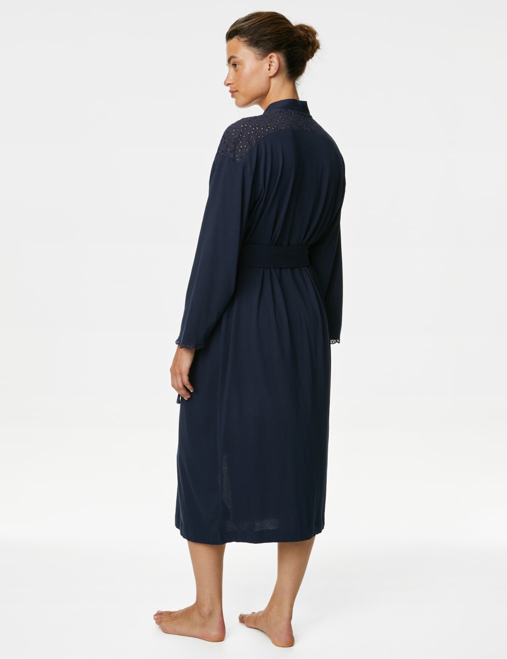 Pure Cotton Broderie Long Dressing Gown image 5