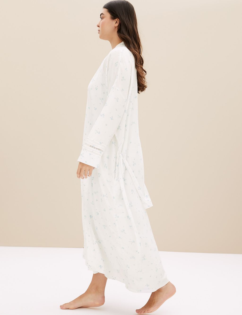 Floral Lace Insert Long Dressing Gown image 2