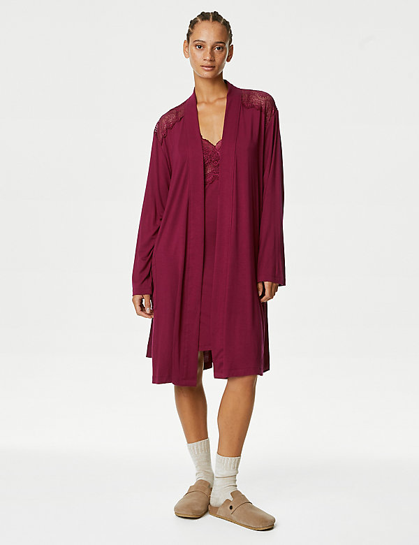 Body Soft™ Lace Detail Short Dressing Gown - LT