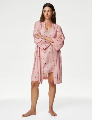 

Womens M&S Collection Dream Satin™ Heart Print Wrap - Pink, Pink