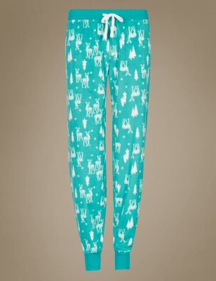 fleece cuffed pyjama bottoms