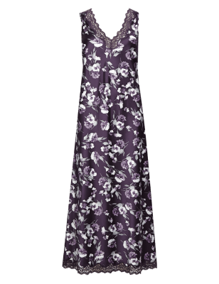 Floral Satin Long Nightdress | A Beautiful Night | M&S