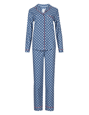 Pure Cotton Revere Collar Spotted Pyjamas | M&S Collection | M&S