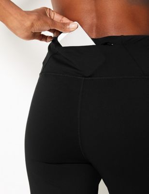 Women's High Waisted Stash Pocket Leggings - A New Day™ Black L