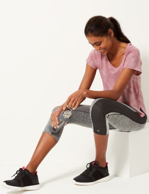 Leggings courts &agrave; motif jasp&eacute;, s&eacute;chage rapide