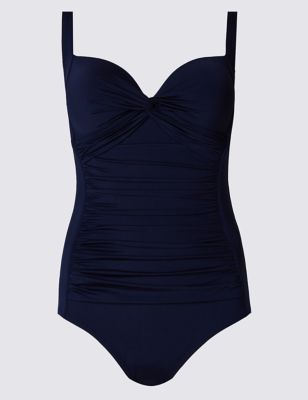 Secret Slimming™ Twisted Front Ruched Plunge Swimsuit | M&S Collection ...
