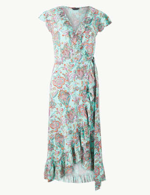 Paisley Print Wrap Beach Dress