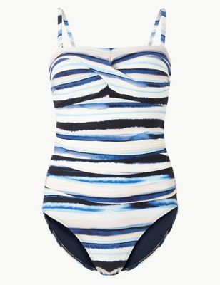 Secret Slimming™ Water Stripe Bandeau Swimsuit | M&S Collection | M&S