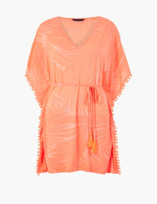 palm print beach cover up