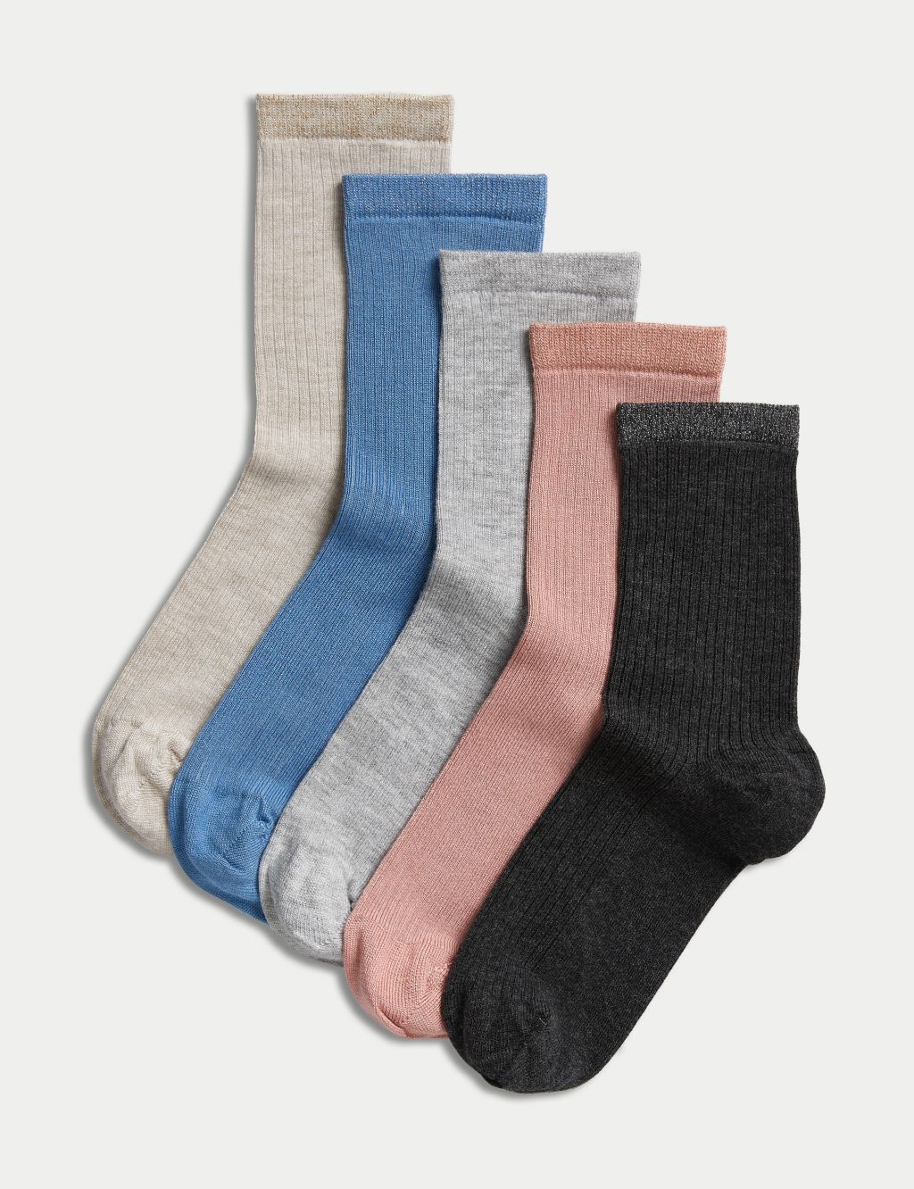 5pk Sumptuously Soft™ Rib Ankle High Socks image 1