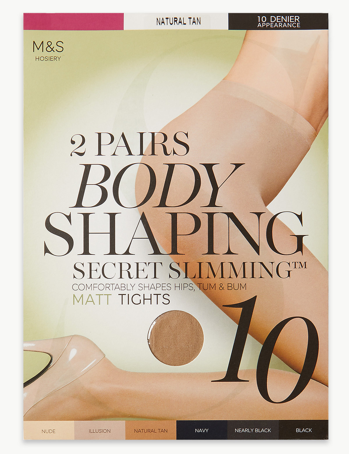 2 Pack 10 Denier Secret Slimming™ Tights