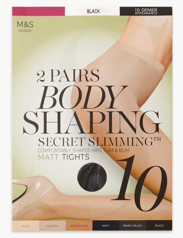 2 Pair Pack 10 Denier Secret Slimming™ Matt Body Shaper Tights