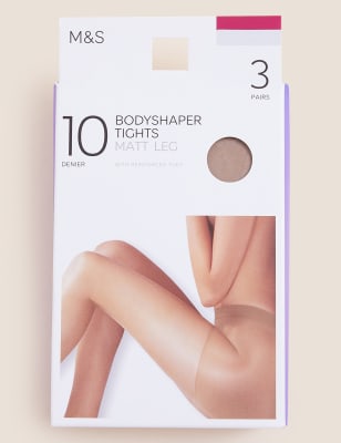 

Womens M&S Collection 3pk 10 Denier Body Shaper Tights - Pale Opaline, Pale Opaline