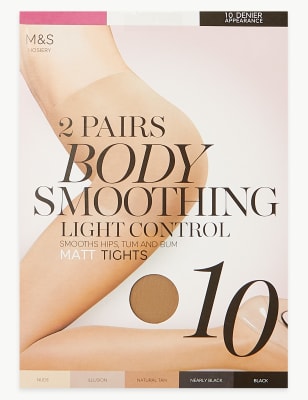 Lot de 2&nbsp;paires de collants soyeux 10&nbsp;deniers