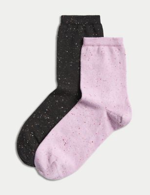 

Womens M&S Collection 2pk Cotton Rich Ankle High Socks - Lilac Mix, Lilac Mix